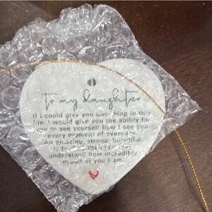 Heart-Shaped Ceramic Ornament in White with Red Accent